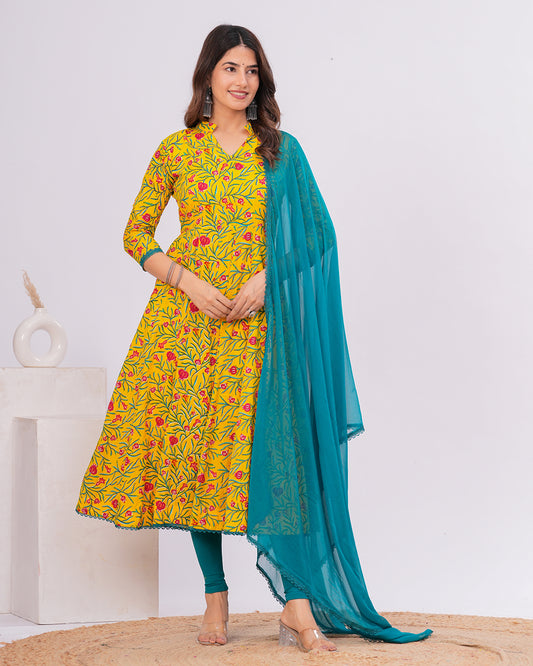 Anika Cotton Anarkali Kurta With Dupatta