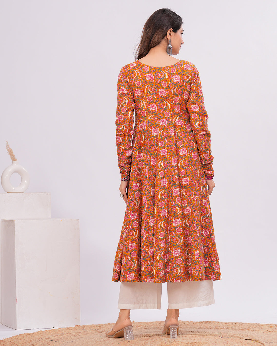 Hyma Cotton Kalamkari Anarkali Kurta with Dupatta