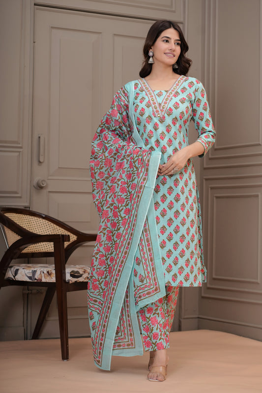 Rida Cotton Kurta Set with Dupatta