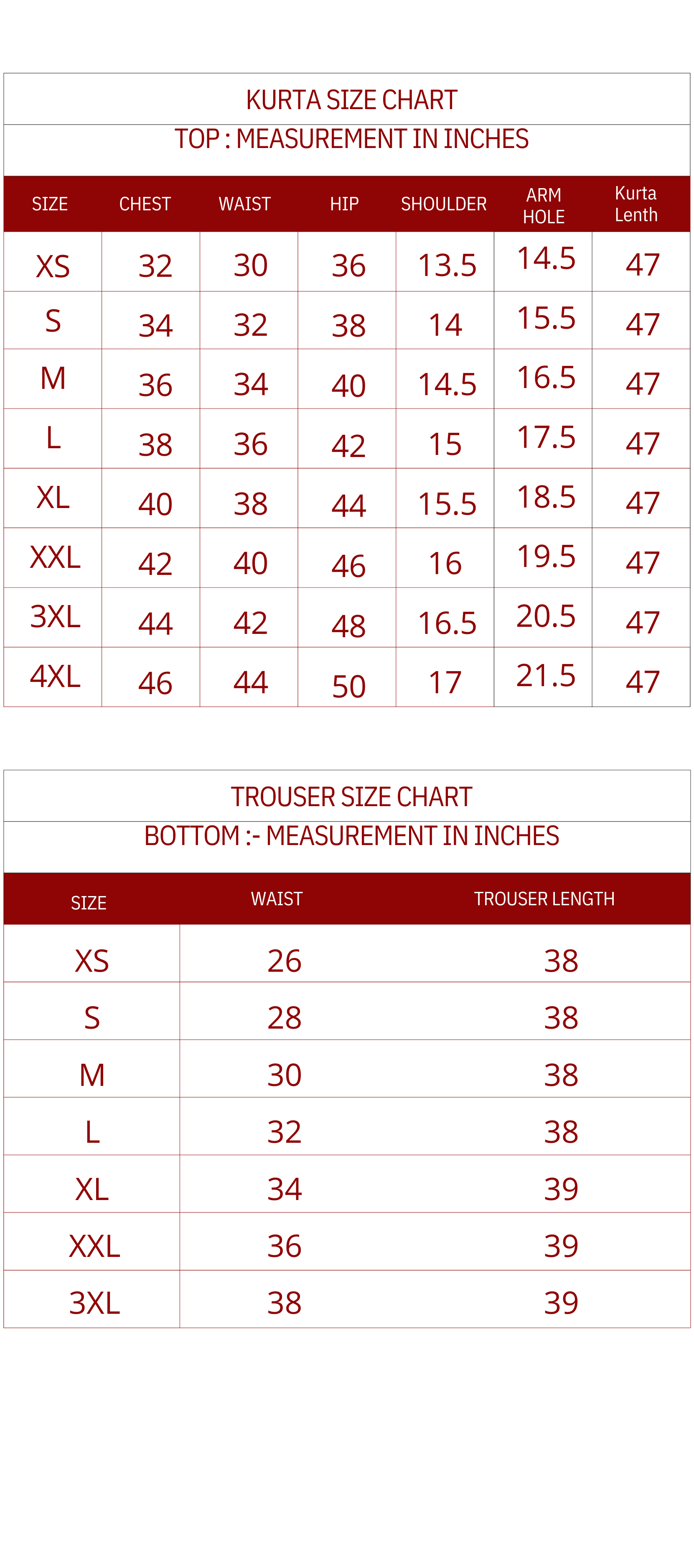 Size Chart