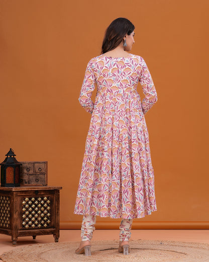 Blossom Tiered Anarkali with Churidar and Dupatta