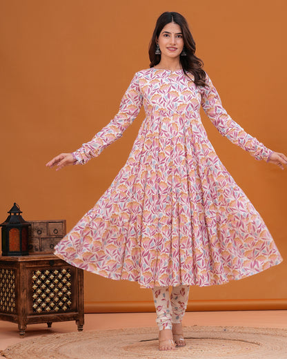 Blossom Tiered Anarkali with Churidar and Dupatta