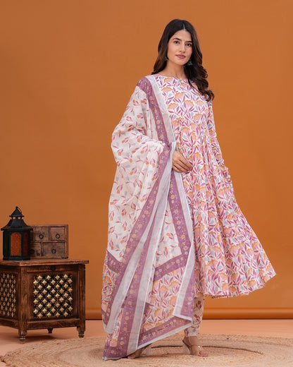Blossom Tiered Anarkali with Churidar and Dupatta