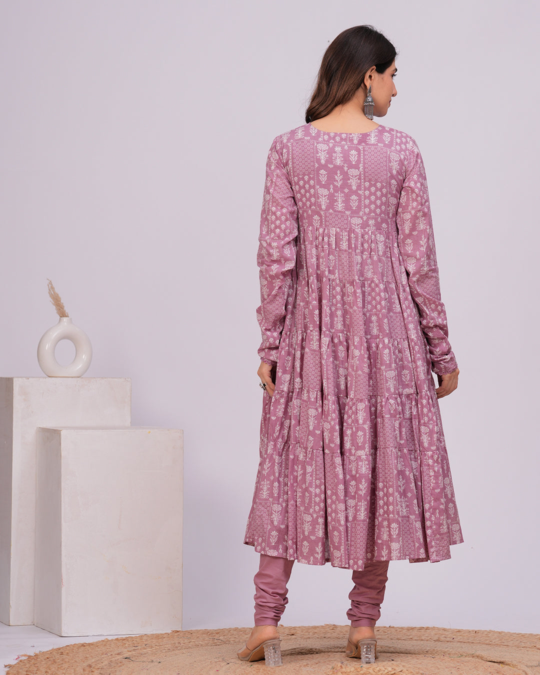 Nazam Tiered Anarkali with Churidar and Dupatta