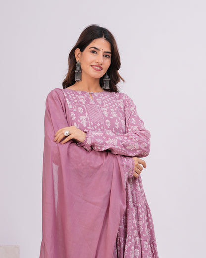 Nazam Tiered Anarkali with Churidar and Dupatta