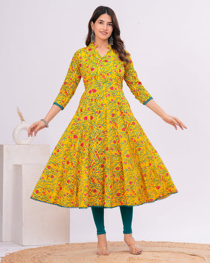 Anika Cotton Anarkali Kurta With Dupatta