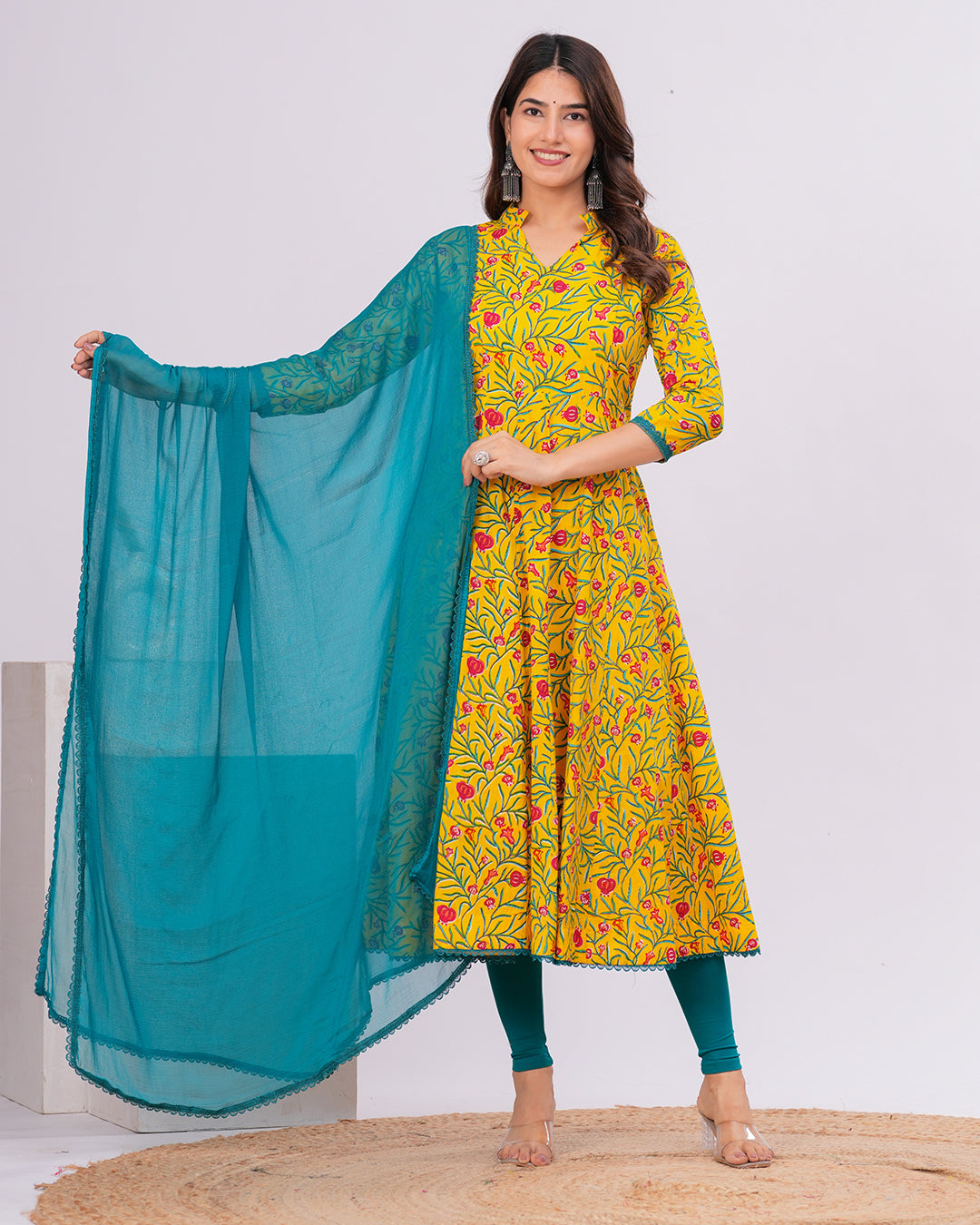 Anika Cotton Anarkali Kurta With Dupatta
