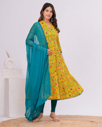 Anika Cotton Anarkali Kurta With Dupatta