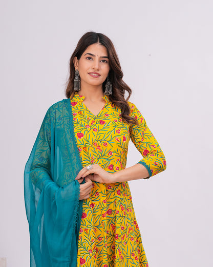Anika Cotton Anarkali Kurta With Dupatta