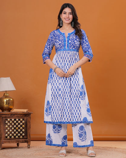 Tattva Hand Block Printed Kurta with Flared Pant