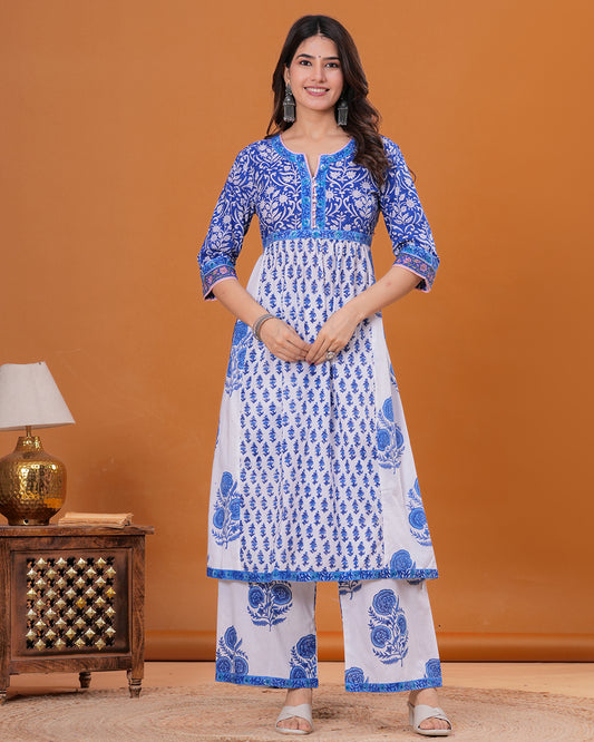 Tattva Hand Block Printed Kurta with Flared Pant