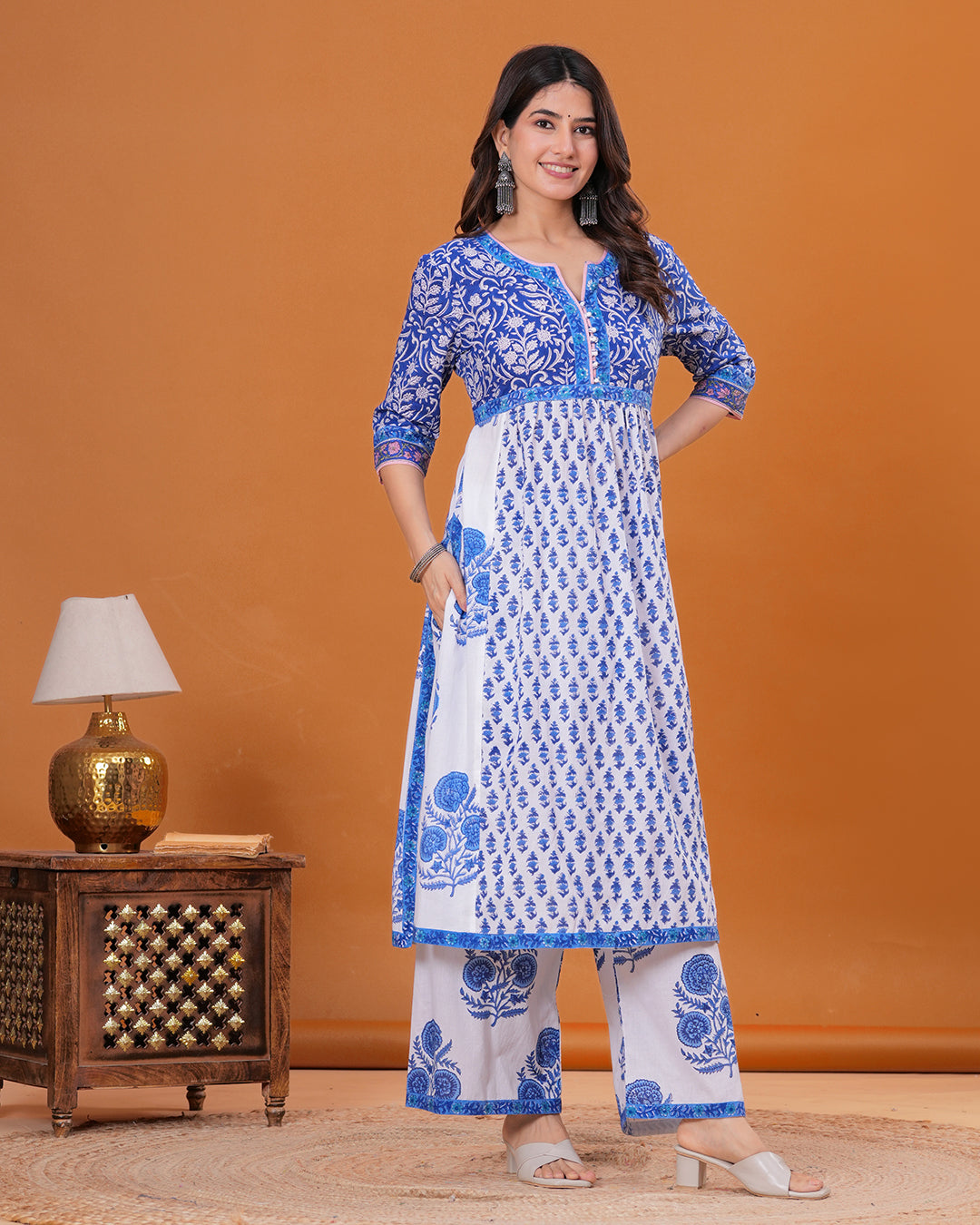 Tattva Hand Block Printed Kurta with Flared Pant