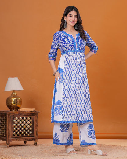 Tattva Hand Block Printed Kurta with Flared Pant