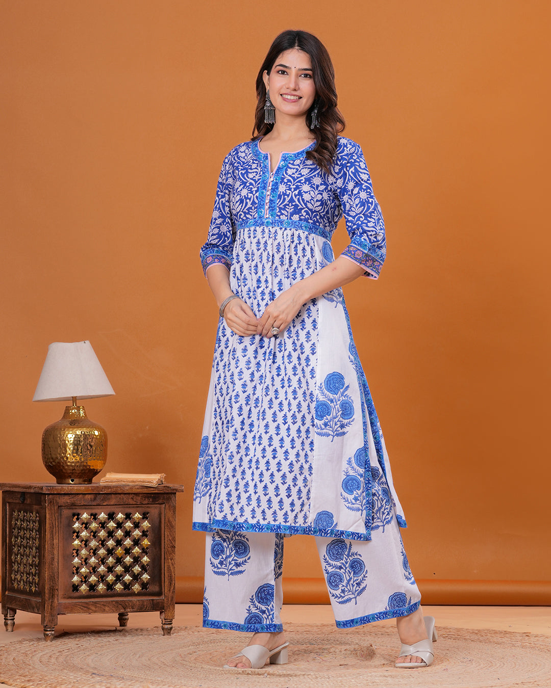 Tattva Hand Block Printed Kurta with Flared Pant