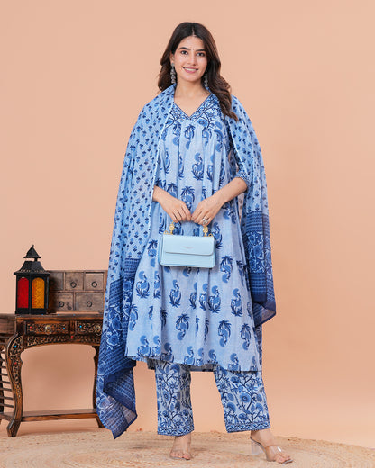Albeli Cotton Kurta Set with Dupatta