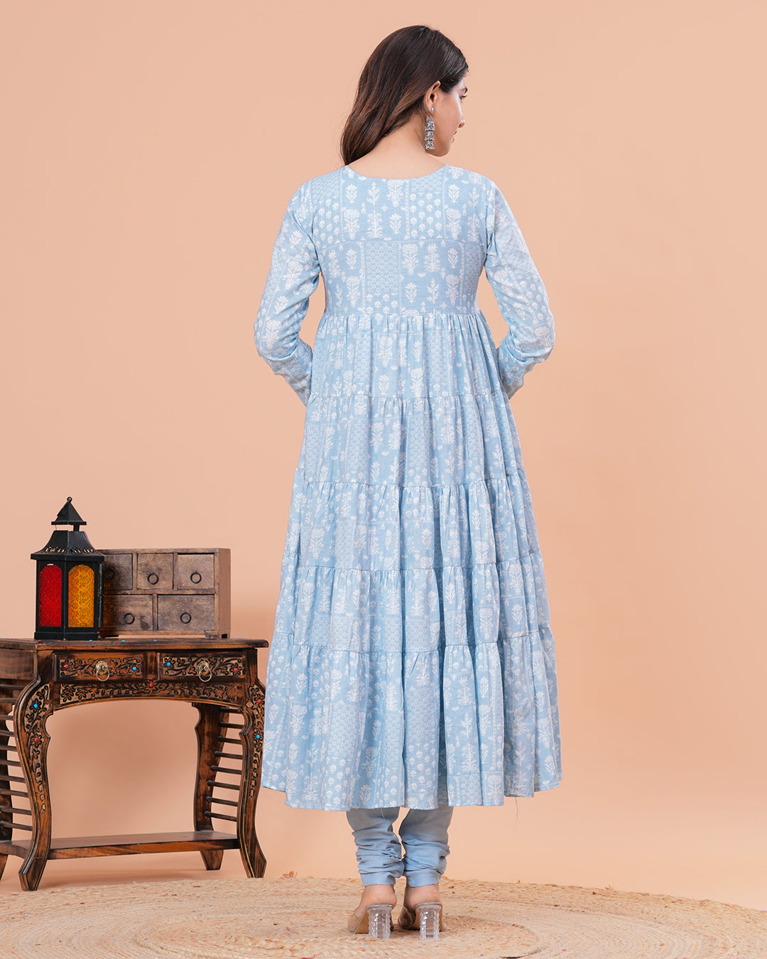 Nargis Tiered Anarkali with Churidar and Dupatta