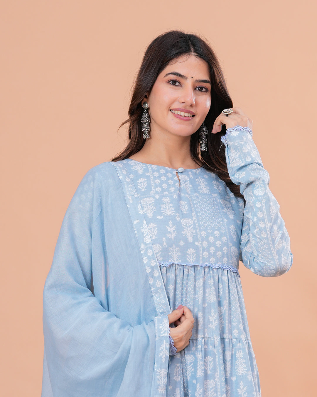 Nargis Tiered Anarkali with Churidar and Dupatta