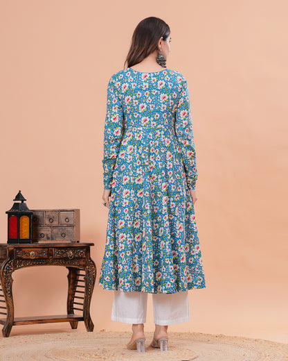 Tridha Cotton Angrakha Anarkali Kurta with Dupatta