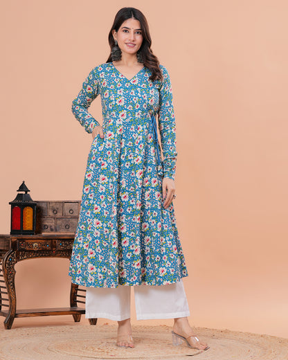 Tridha Cotton Angrakha Anarkali Kurta with Dupatta