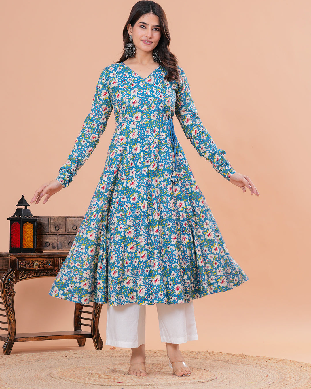 Tridha Cotton Angrakha Anarkali Kurta with Dupatta