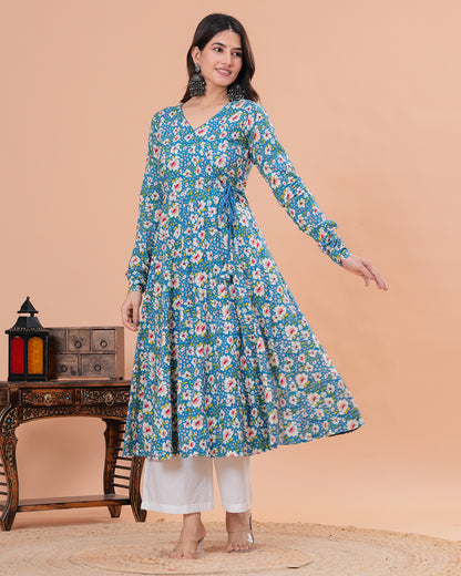 Tridha Cotton Angrakha Anarkali Kurta with Dupatta