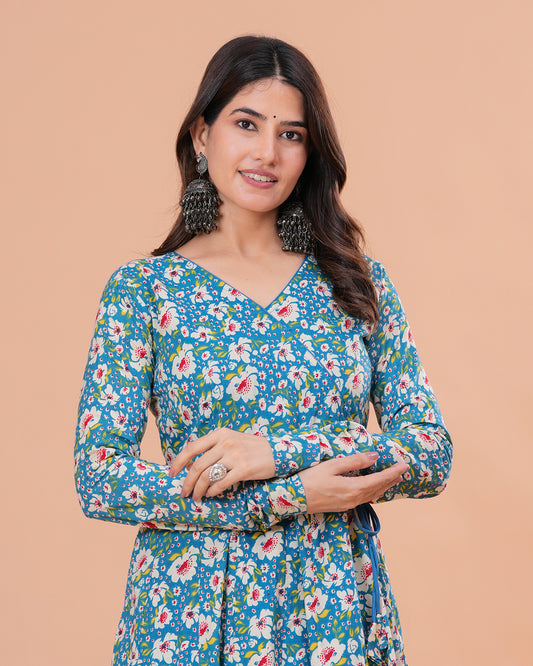 Tridha Cotton Angrakha Anarkali Kurta with Dupatta