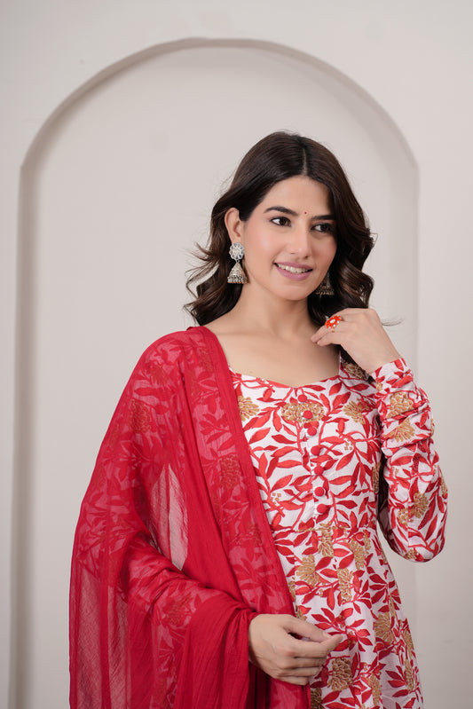 Pratha Cotton Anarkali Kurta with Dupatta