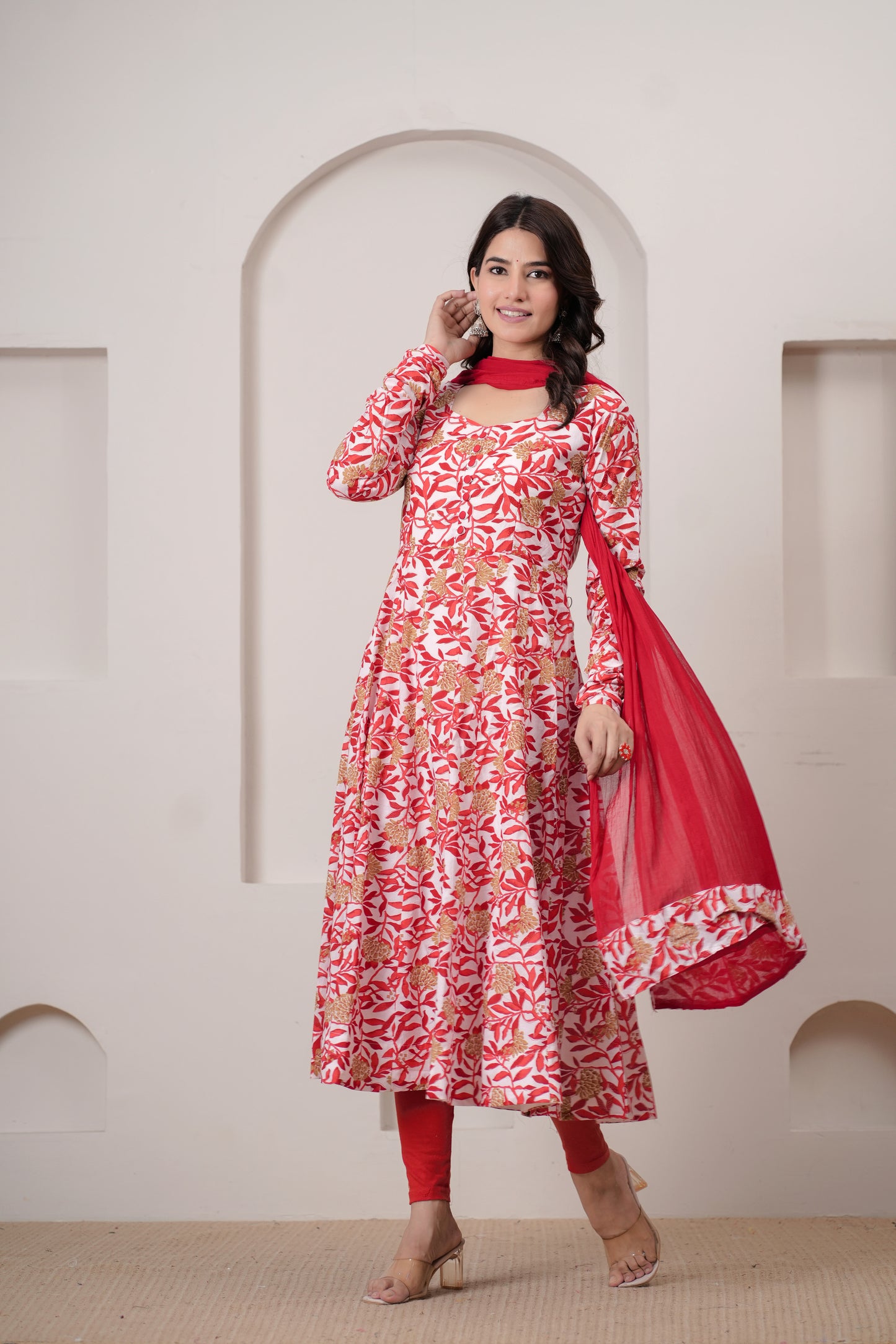 Pratha Cotton Anarkali Kurta with Dupatta
