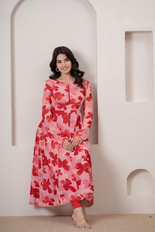 Aditri Pink Georgette Anarkali Kurta