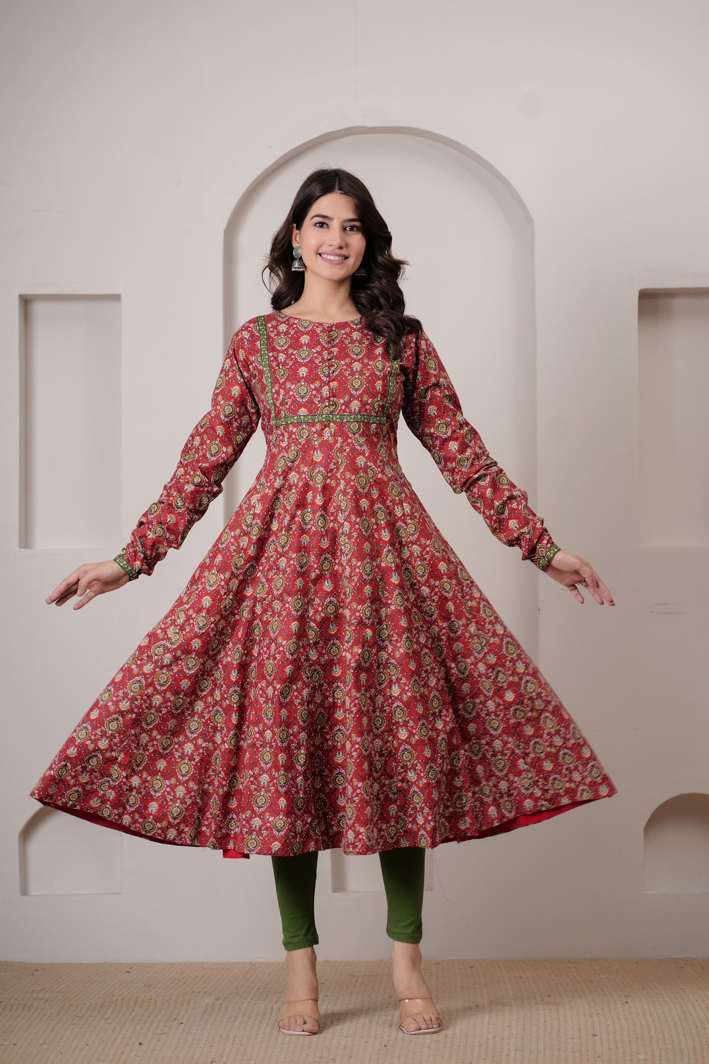 Heer Cotton Kalamkari Anarkali Kurta with Dupatta