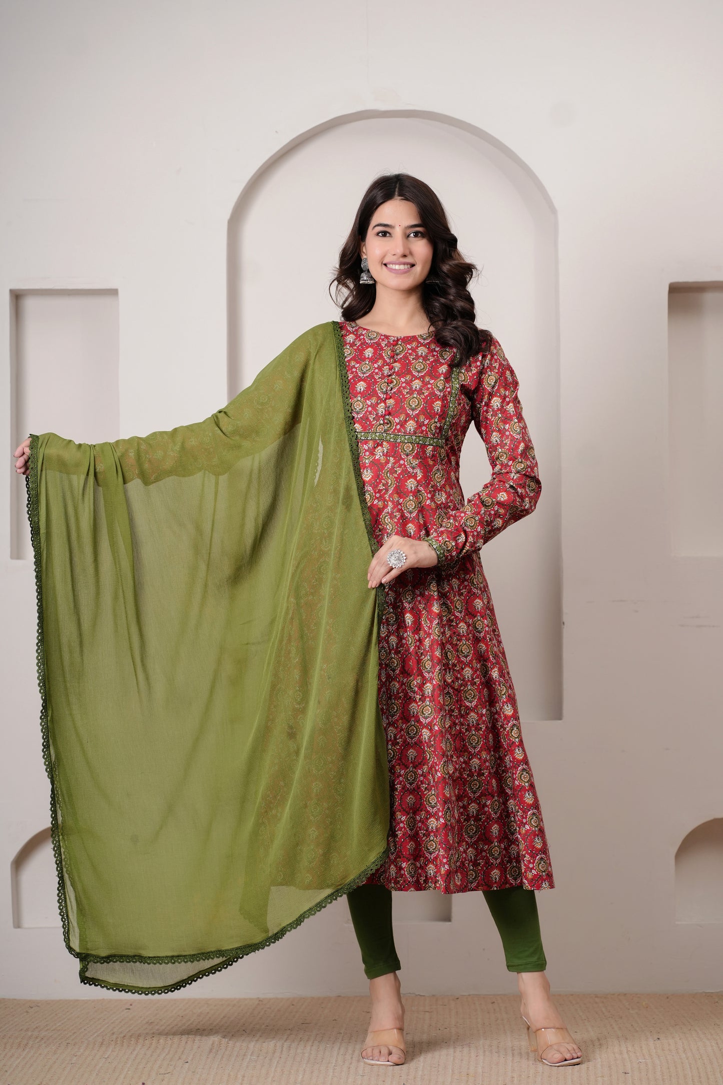 Heer Cotton Kalamkari Anarkali Kurta with Dupatta