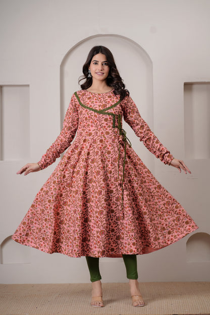 Saanjh Cotton Angrakha  Anarkali Kurta