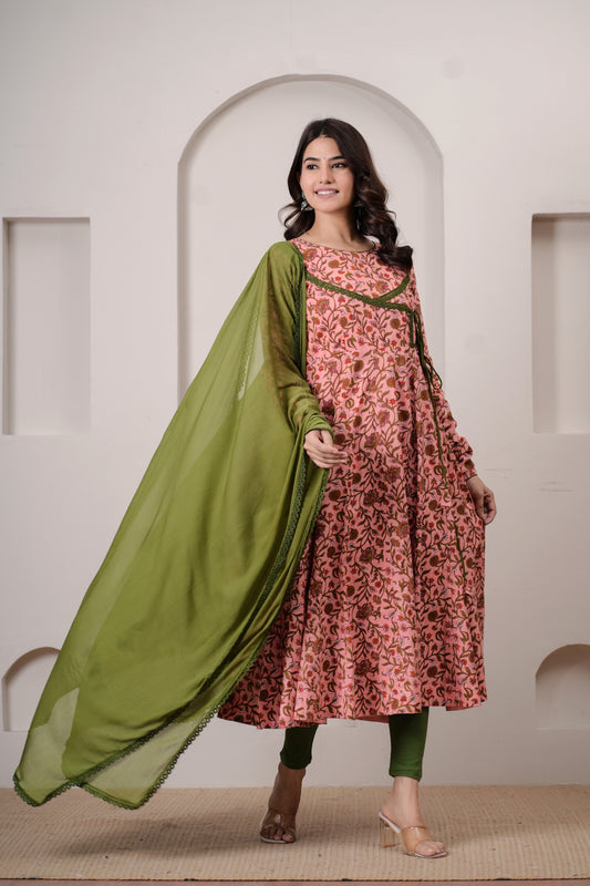 Saanjh Cotton Angrakha  Anarkali Kurta