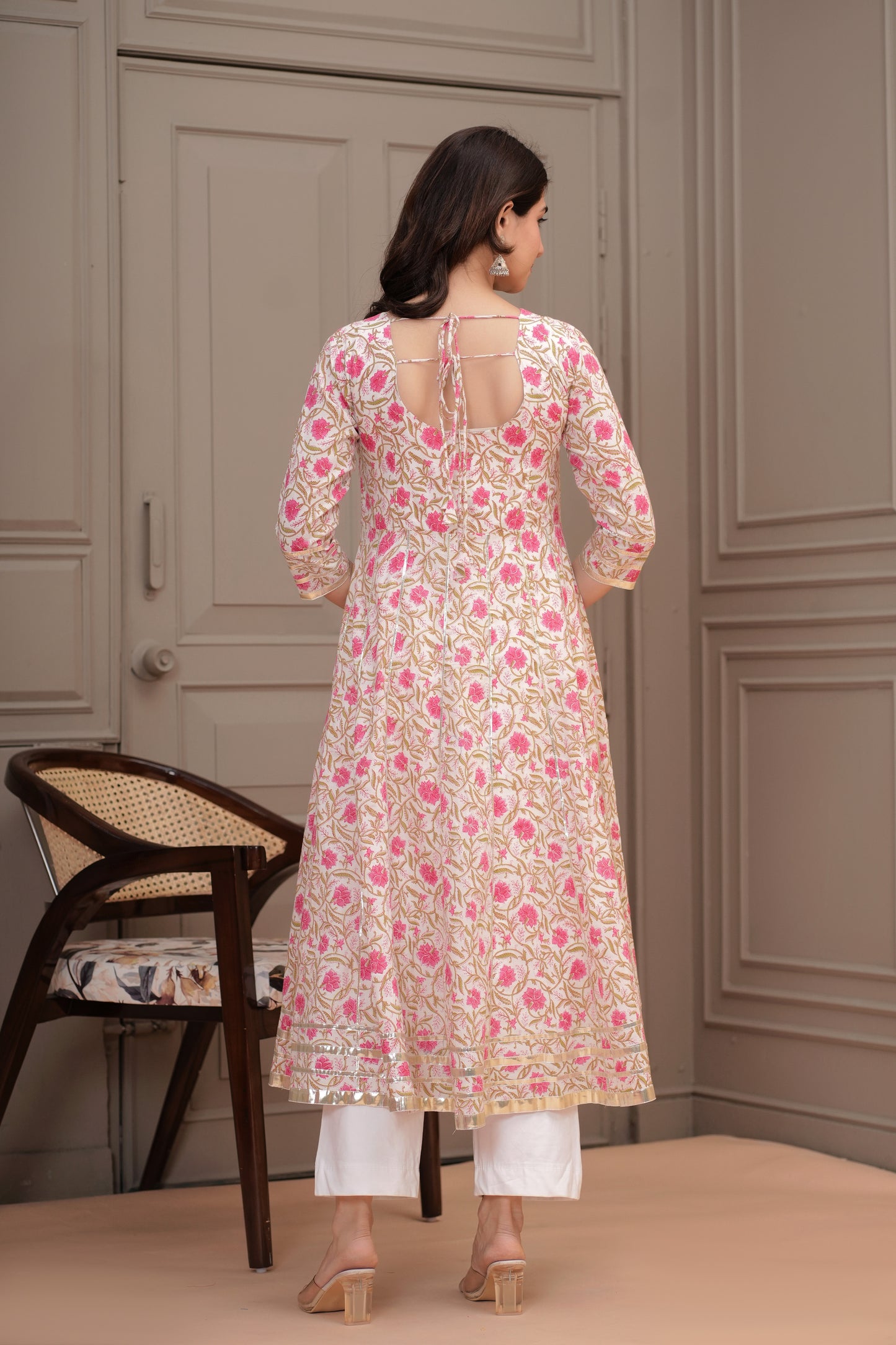 Phulkari Cotton Anarkali Kurta with Dupatta