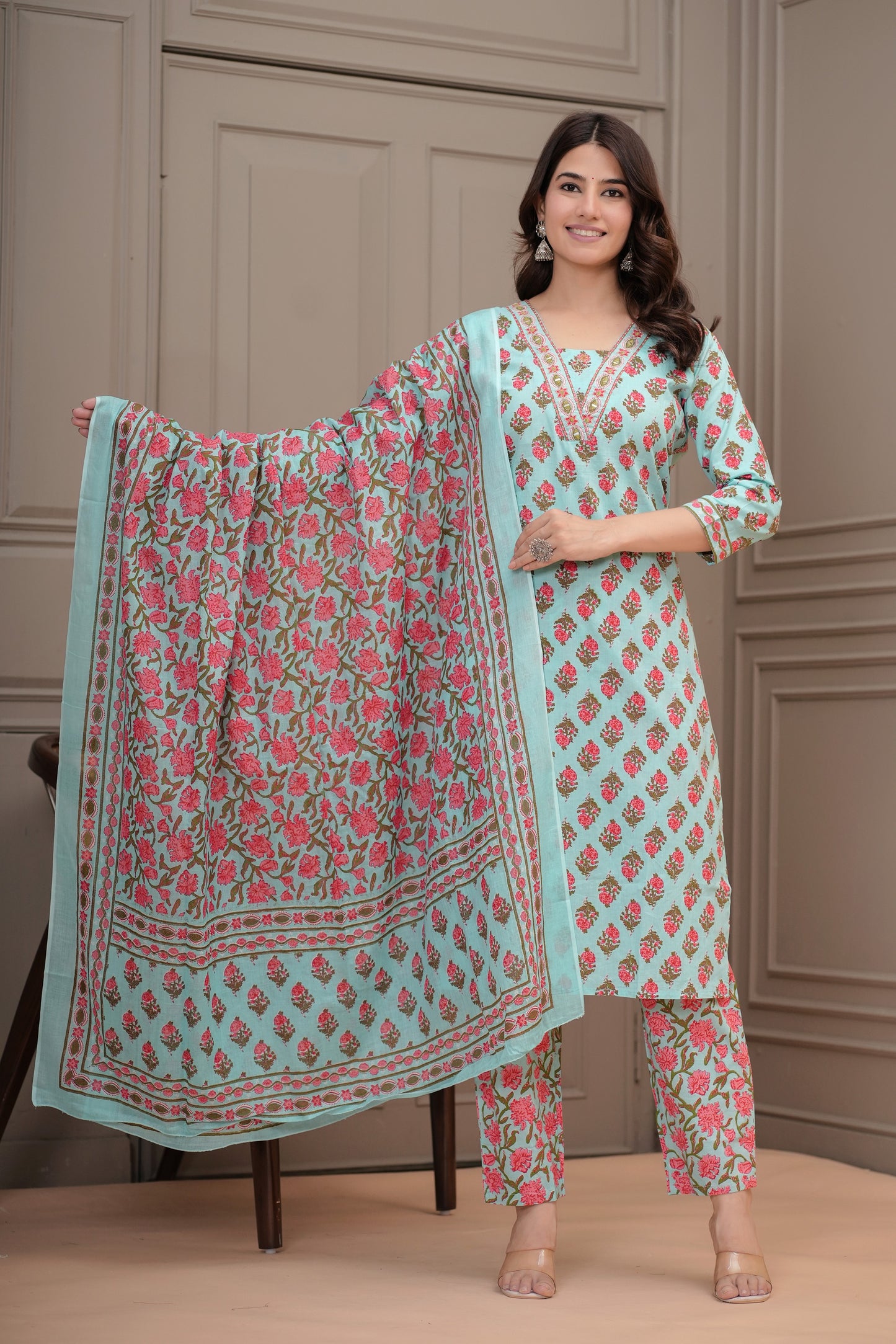 Rida Cotton Kurta Set with Dupatta
