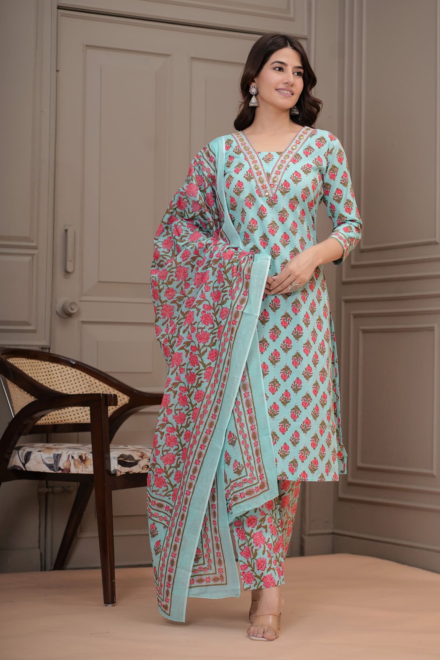 Rida Cotton Kurta Set with Dupatta