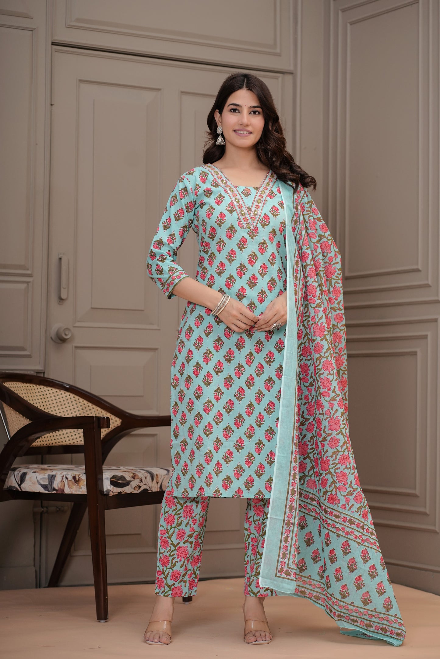Rida Cotton Kurta Set with Dupatta