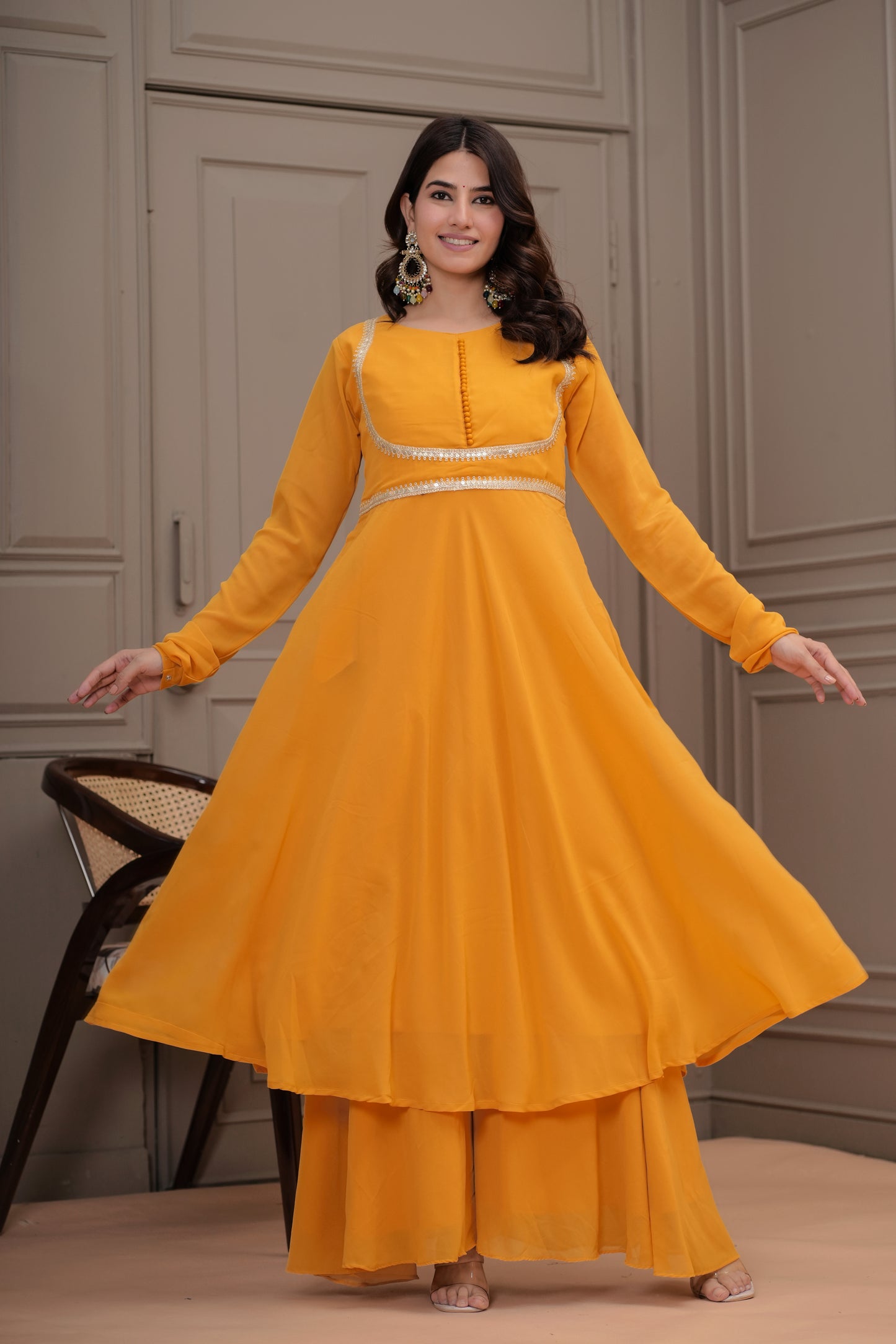 Taraana Georgette Anarkali Kurta,Palazzo with Dupatta
