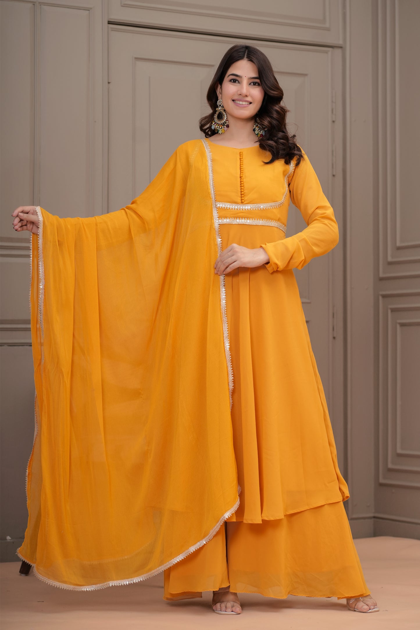Taraana Georgette Anarkali Kurta,Palazzo with Dupatta
