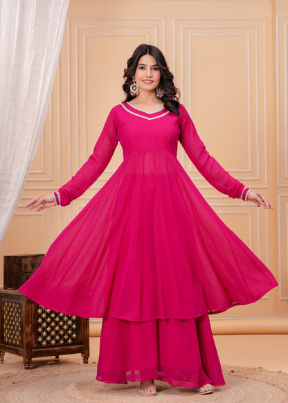 Palash Georgette Anarkali Kurta,Palazzo with Dupatta