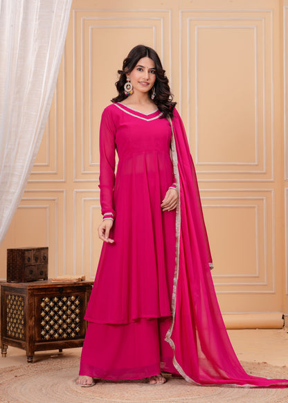 Palash Georgette Anarkali Kurta,Palazzo with Dupatta