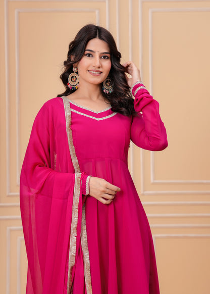 Palash Georgette Anarkali Kurta,Palazzo with Dupatta