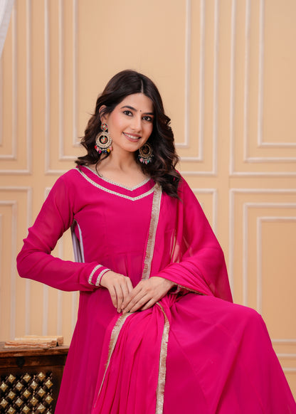 Palash Georgette Anarkali Kurta,Palazzo with Dupatta
